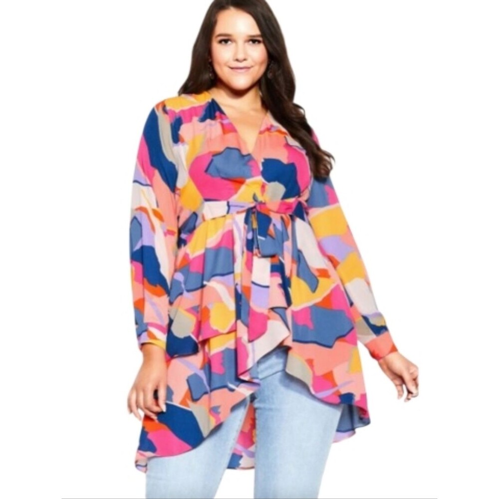 City Chic Gianna Bold Wrap Style Blouse